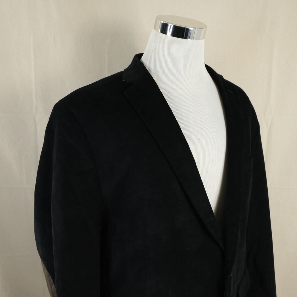 LRL Ralph Lauren 48L Sport Coat Corduroy Eblow Patches Black Two Button Vented